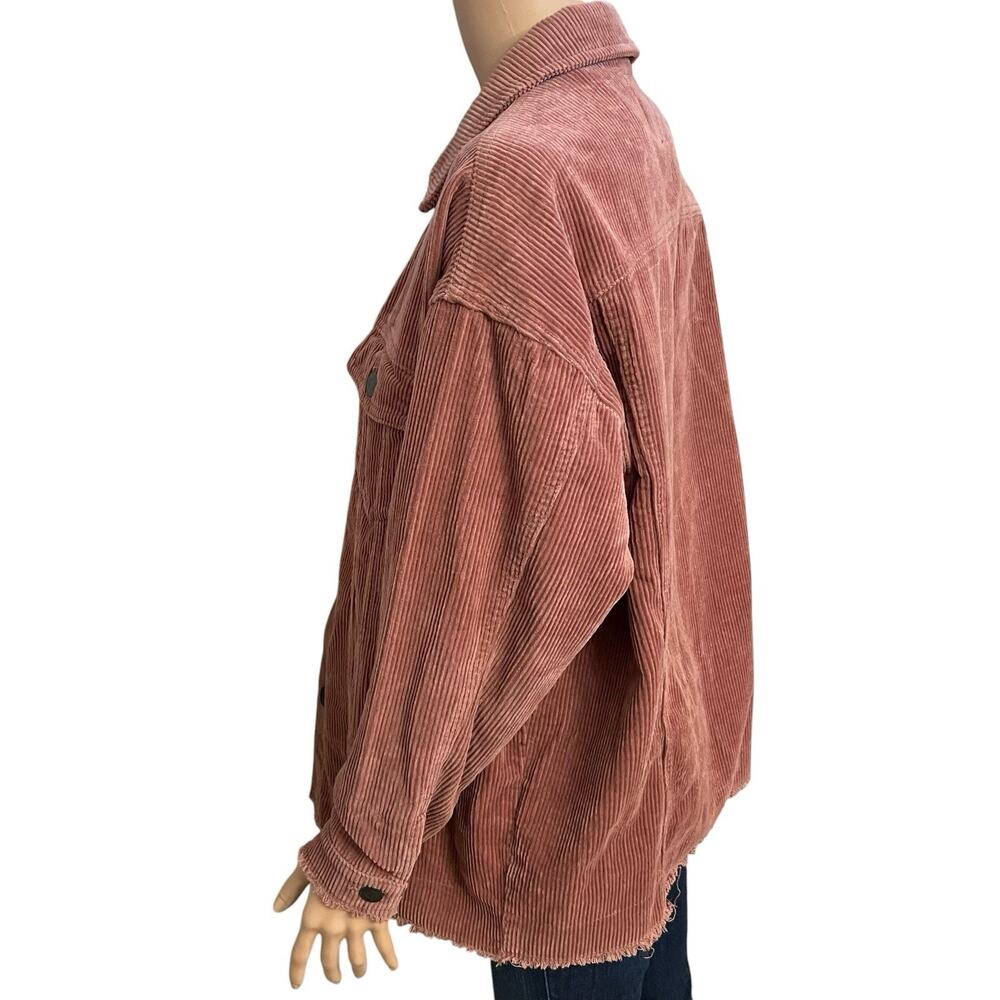 Zara Women’s Corduroy Shacket Medium Pink Frayed … - image 3